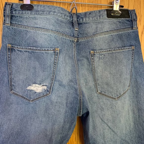 Treasure & Bond Mid-Rise Tapered Ripped Destroyed Vintage Denim Blue Jeans (32R) - Picture 9 of 12